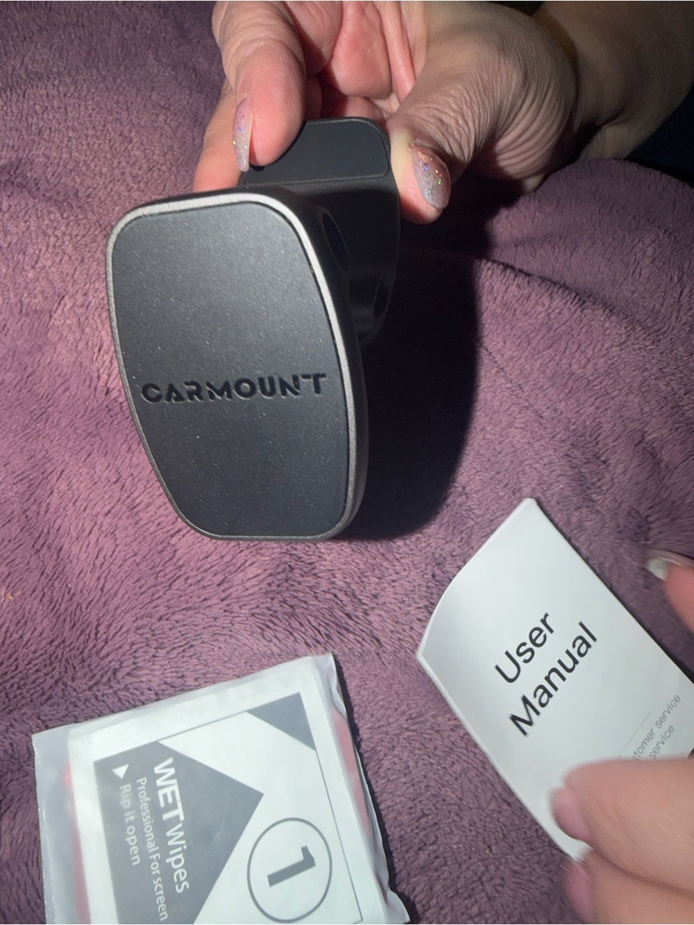 Compact Black Folding Car phone mount.
